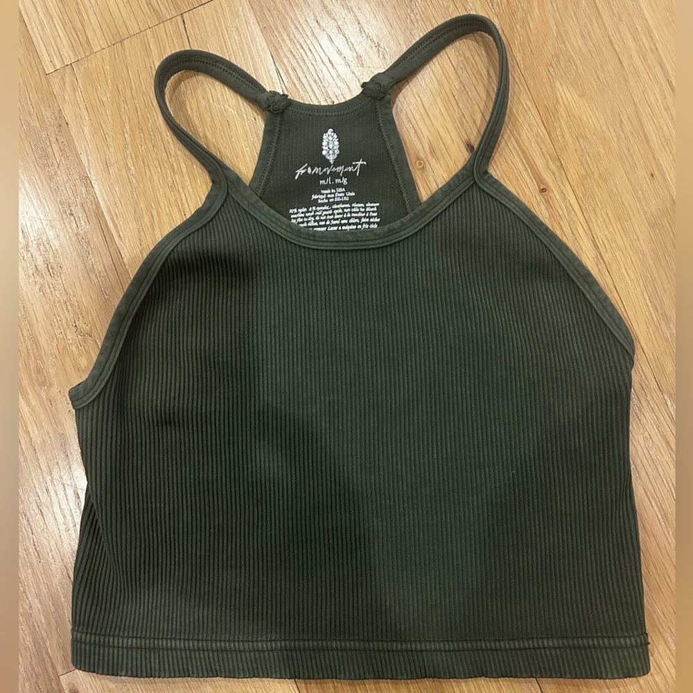 FP Movement by Free People Olive Ribbed Crop Top Never Worn- size M/L